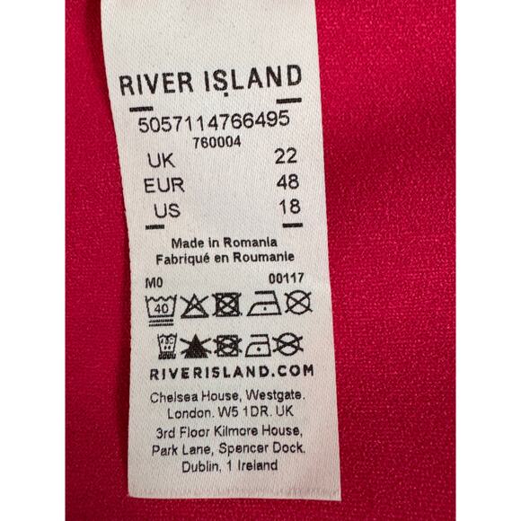 NEW RIVER ISLAND Pink Satin Cowl Neck Slip Midi Dress Size 18 - Picture 3 of 4